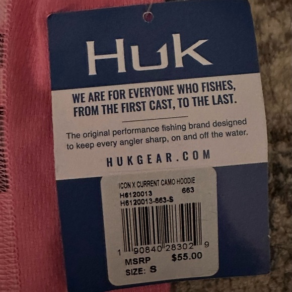 Huk ICON X current camo Hoodie. Pink & Brown Camo Size S - Picture 7 of 9